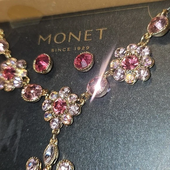 Monet Pink and Gold Jewelry Set
